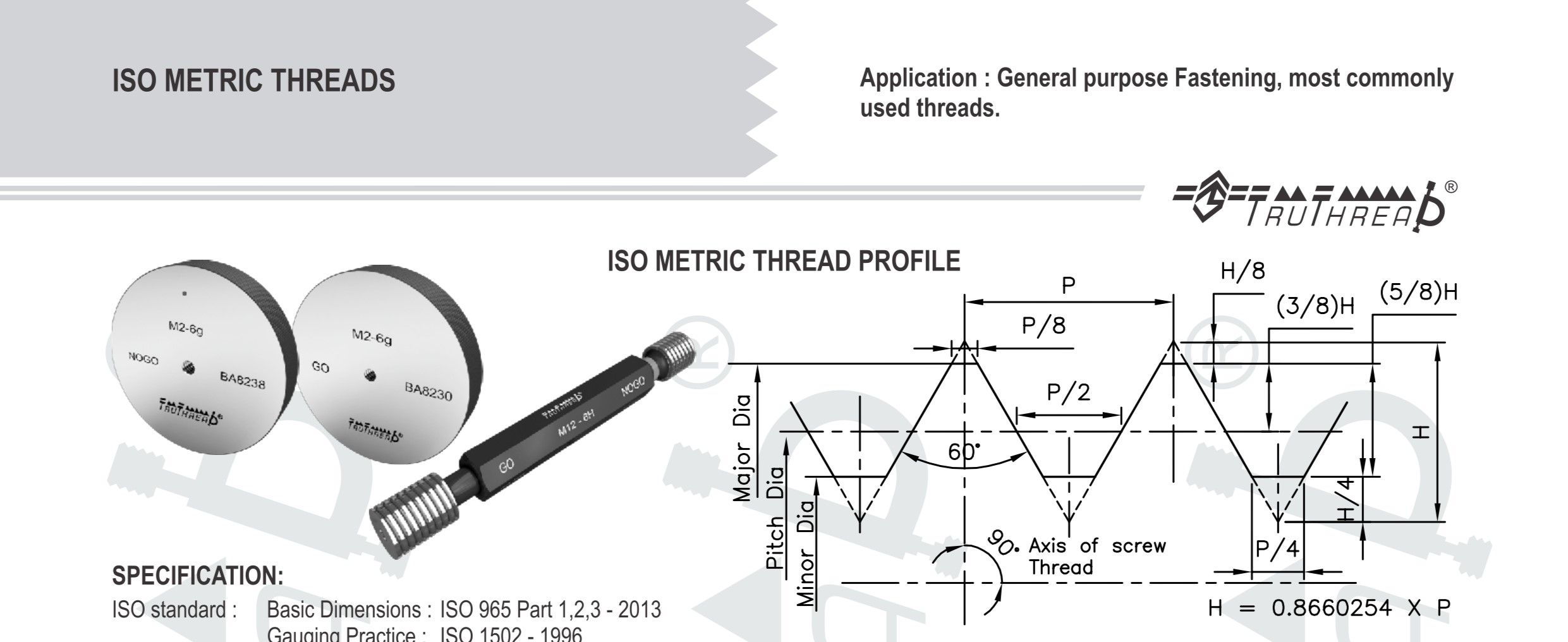 Metric thread gauges from the manufacturer TruThread Europe Technical